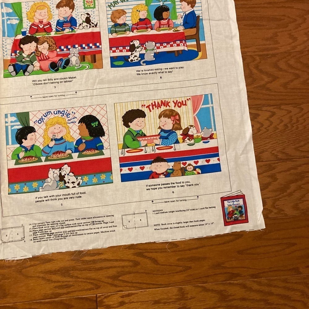 Material for Little Book of Table Manners Cloth Book Craft project sew - Picture 5 of 6